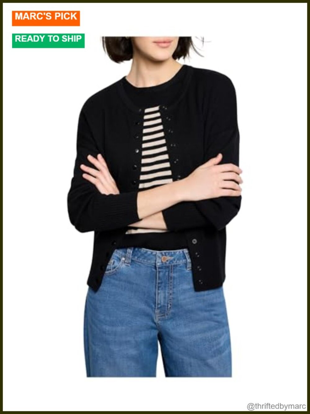 Pure Cotton Snap Front Cardigan Round Neck Long Sleeve